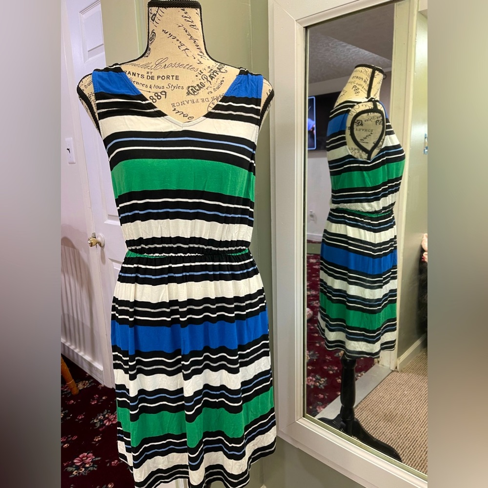 Merona Striped Mini Dress - Green, Blue, Black, White